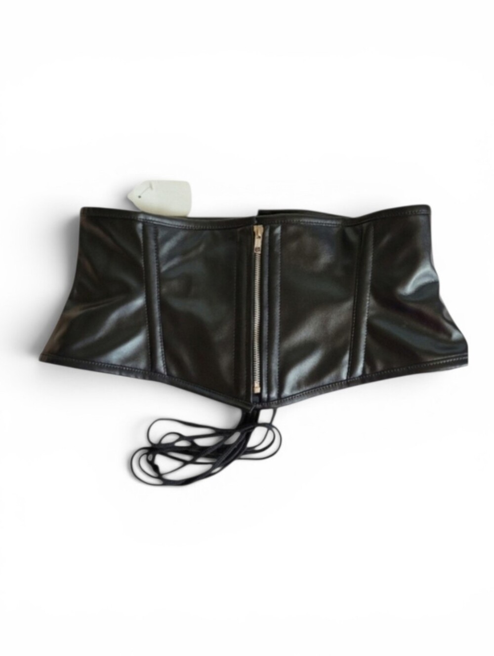 Black Faux Leather Corset Belt Size XL